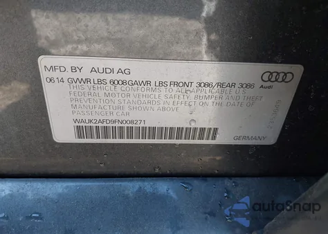 2015 Audi S8 4.0T from USA, damaged, VIN WAUK2AFD9FN008271